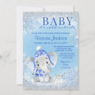 Invitación Elefante Bebé Hace Frío Afuera Baby Shower