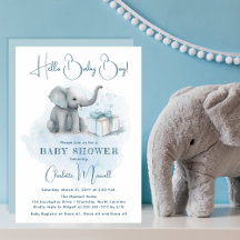 Elefante bebé Hola niño bebé Baby Shower azul