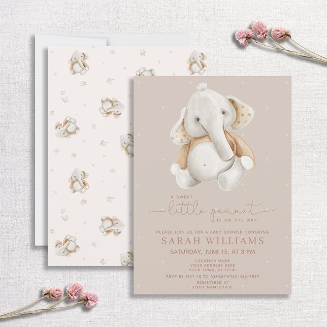 Invitación Elefante bebé minimalista Baby Shower Brown (Subido por el creador)