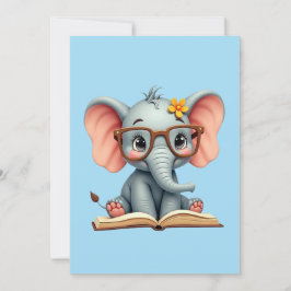 Invitación Elefante Bebé Sabio