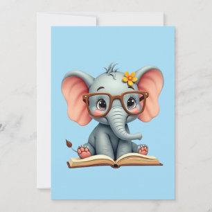 Invitación Elefante Bebé Sabio