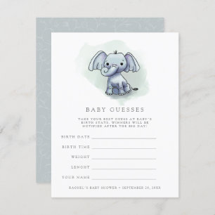 Invitación elefante bebé sentado bebé juego de adivinanzas