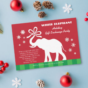 Invitación Elefante blanco con el fiesta del intercambio del