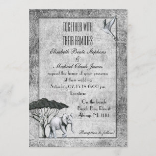 Invitación Elefante blanco negro: Matar 5" x 7" - Boda