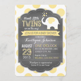 Invitación Elefante blanco y Baby Shower de puntos