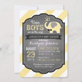 Invitación Elefante blanco y Baby Shower de tiras
