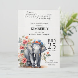 Invitación Elefante Bonito Con Sombrero