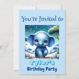 Invitación Elefante Brillante Bajo un Cielo Estrellado 