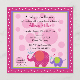 Invitación Elefante brillante y de la diversión Baby Shower
