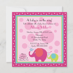 Invitación Elefante brillante y divertido Baby Shower