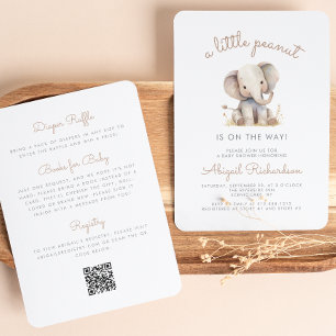 Invitación Elefante Cacahuete Pequeño y Lindo Código QR Baby 