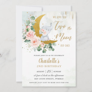 Invitación Elefante caprichoso dos el segundo cumpleaños de l