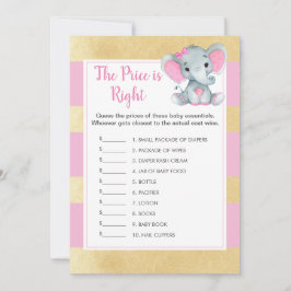 Invitación Elefante chica adivina el juego de Baby Shower de