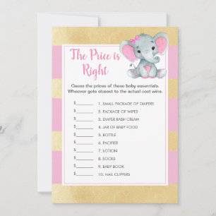 Invitación Elefante chica adivina el juego de Baby Shower de 