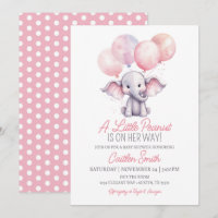 Elefante chica Baby Shower Pink Gray Polkadots