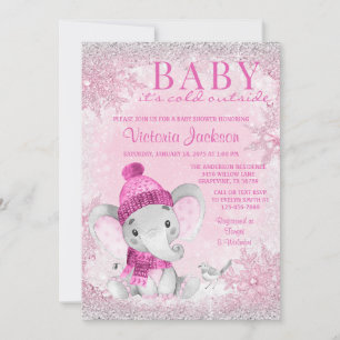 Invitación Elefante chica bebe frío fuera de Baby Shower