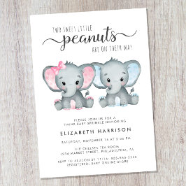 Invitación Elefante Chica niño Twins Bebé Sprinkle