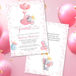 Invitación Elefante chica Sweet Little Peanut Baby Shower