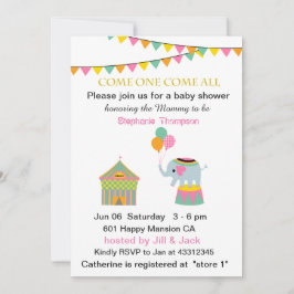 Invitación Elefante circo con Baby Shower en Banting