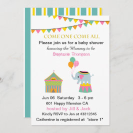 Invitación Elefante circo con Baby Shower en Banting