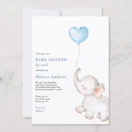 Invitación Elefante con Baby Shower en globo azul por correo