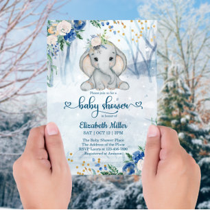 Invitación Elefante Cuto En El Baby Shower De La Selva De Inv