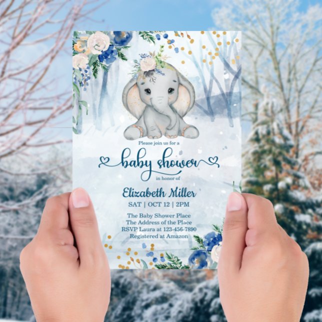Invitación Elefante Cuto En El Baby Shower De La Selva De Inv (Subido por el creador)