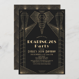 Invitación Elefante de Art Deco de 1920 rugiendo los años 20