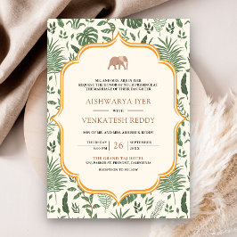 Invitación Elefante de Bosque Tropical Todo en Uno Boda India