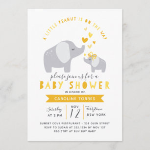 Invitación Elefante de cacahuate pequeño   BABY SHOWER   Amar