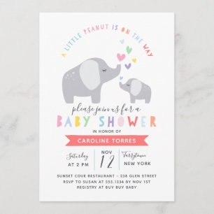 Invitación Elefante de cacahuate pequeño   BABY SHOWER   Arco