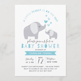Invitación Elefante de cacahuate pequeño | BABY SHOWER | Azul