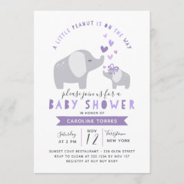 Invitación Elefante de cacahuate pequeño | BABY SHOWER | Púrp