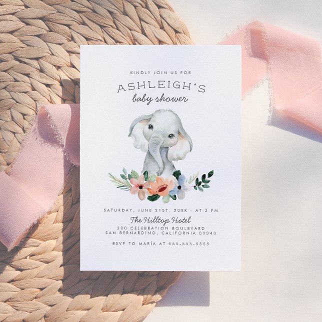 Invitación Elefante de Chica rosado ruidoso (Subido por el creador)