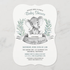 Invitación Elefante de color agua Baby Shower