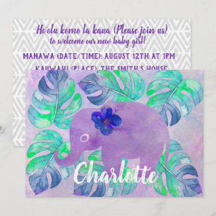 Invitación Elefante de color de agua Jungla Tropical Monstera