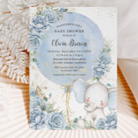 Elefante de elefante azul azul suave Baby Shower