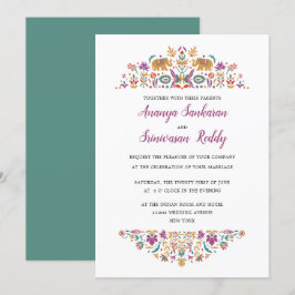Invitación Elefante de Flor Indio Boda verde Jade