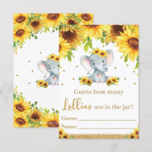Invitación Elefante de girasol adivina cuántas cartas de los 