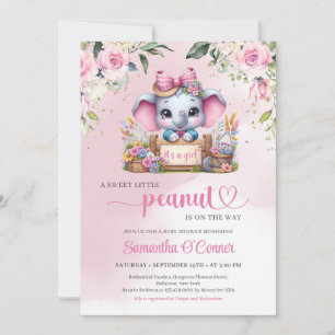 Invitación elefante de ilustracion moderno pequeño cacahuete 