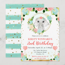 Invitación Elefante de jungla lindo acuarela Cumpleaños de ni
