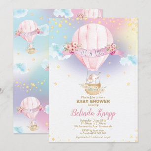 Invitación Elefante de la ducha de la niña del globo del aire