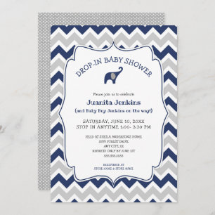 Invitación elefante de la marina Ducha de bebé/casa abierta