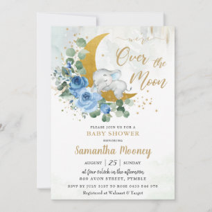 Invitación Elefante de la moda Estamos sobre la luna Baby Sho