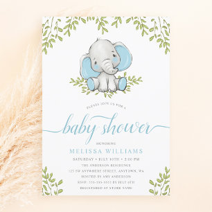 Invitación Elefante de la vegetación moderna Baby Shower