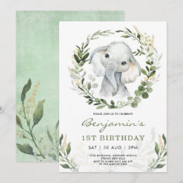 Invitación Elefante de la vegetación moderna | Oro Verde Prim