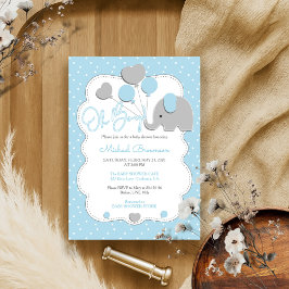 Invitación Elefante de lunares Oh Niño Globos Azules