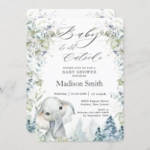 Invitación Elefante de moda invierno alpino Baby Shower Neutr
