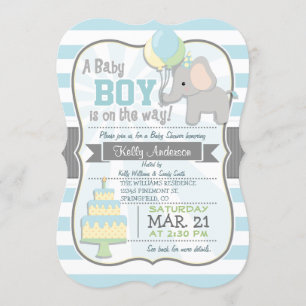 Invitación Elefante de niño pequeño, Baby Shower de animales 