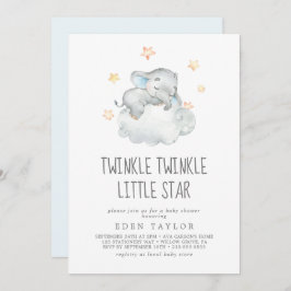 Invitación Elefante Dormido Niño Twinkle Twinkle Estrella Peq